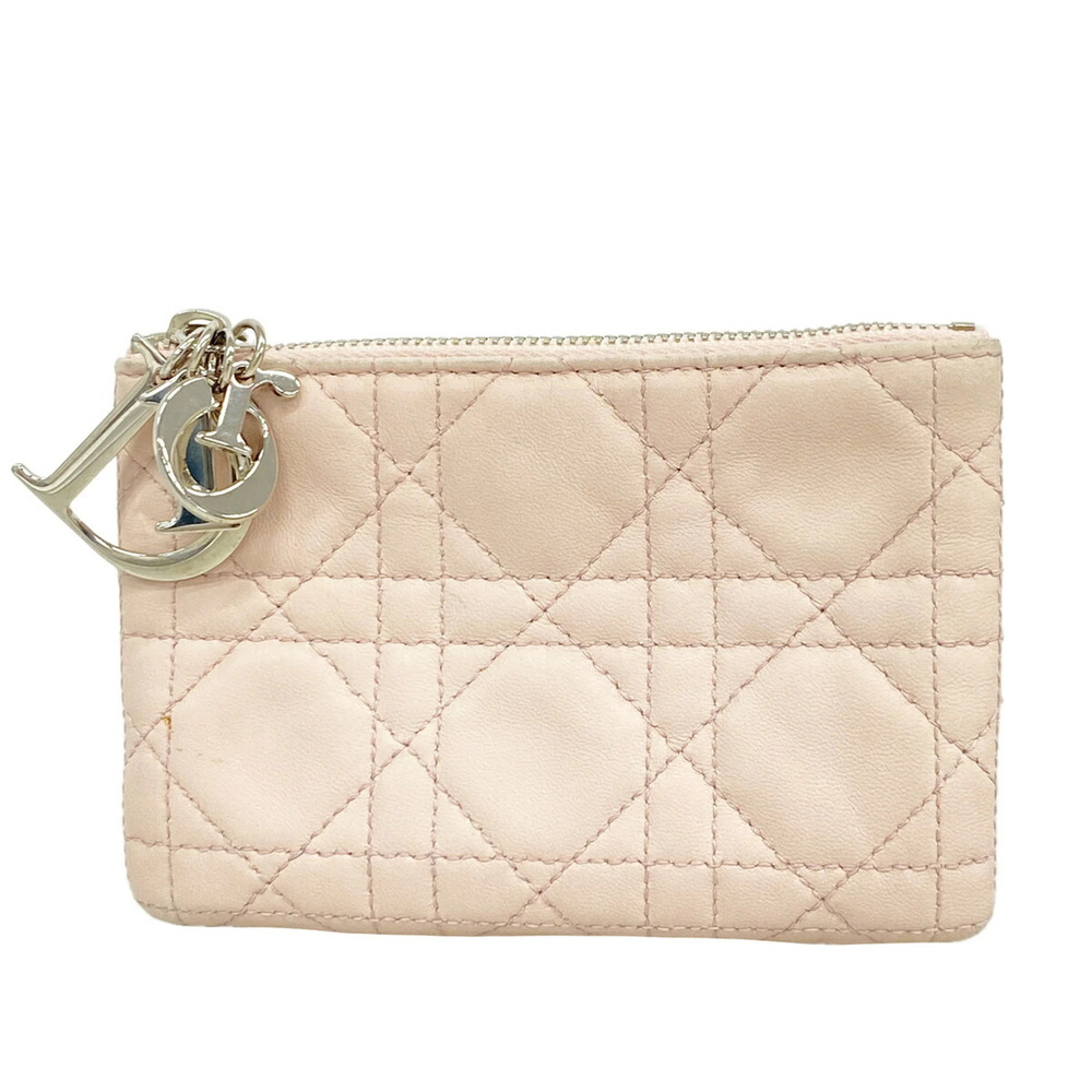 Christian Dior Bag/Pouch, Cannage Leather, Pink, Women's, P3488258